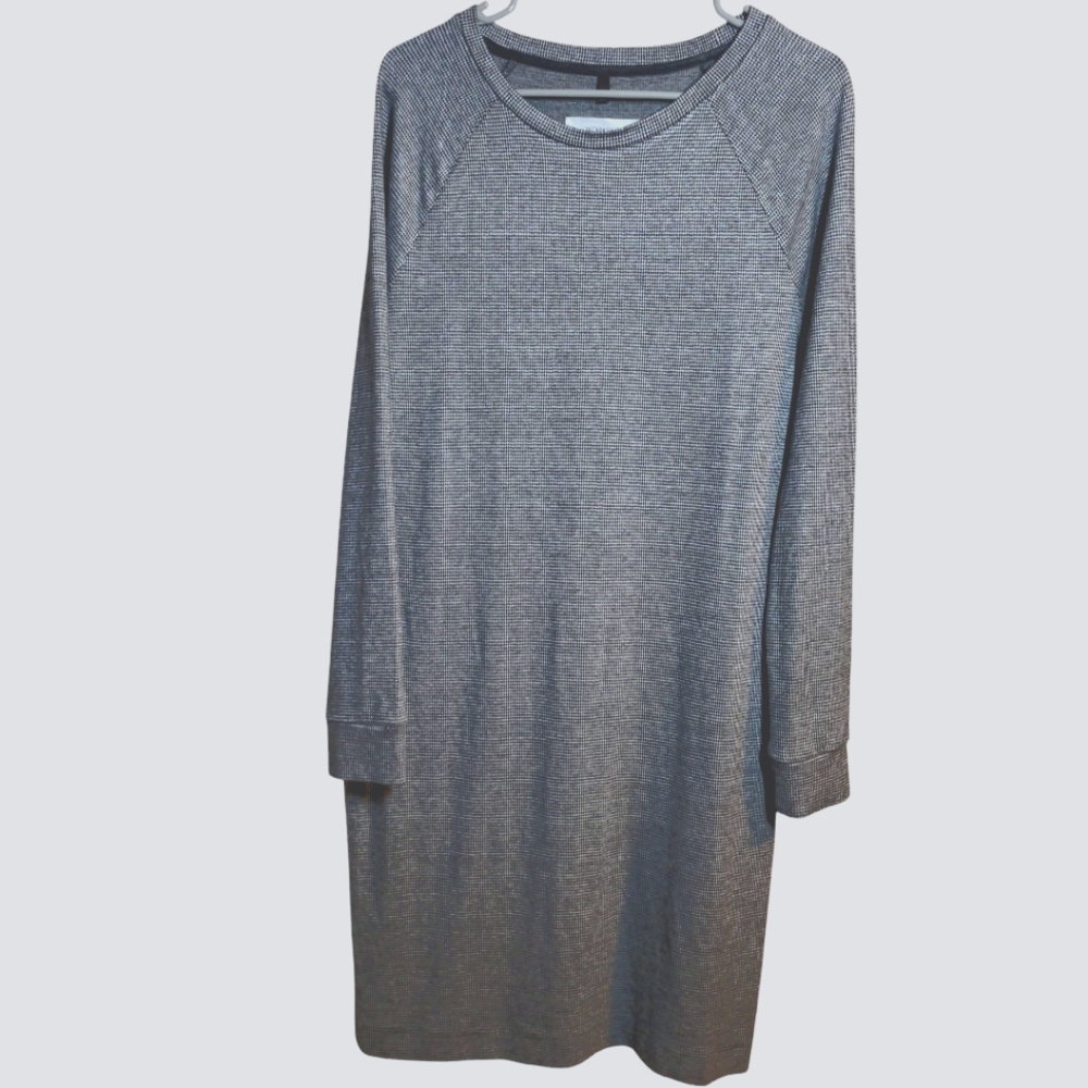 NWT Houndstooth Workshop Raglan Sleeve Knee Lenght Light Grey+Dark Grey Size M